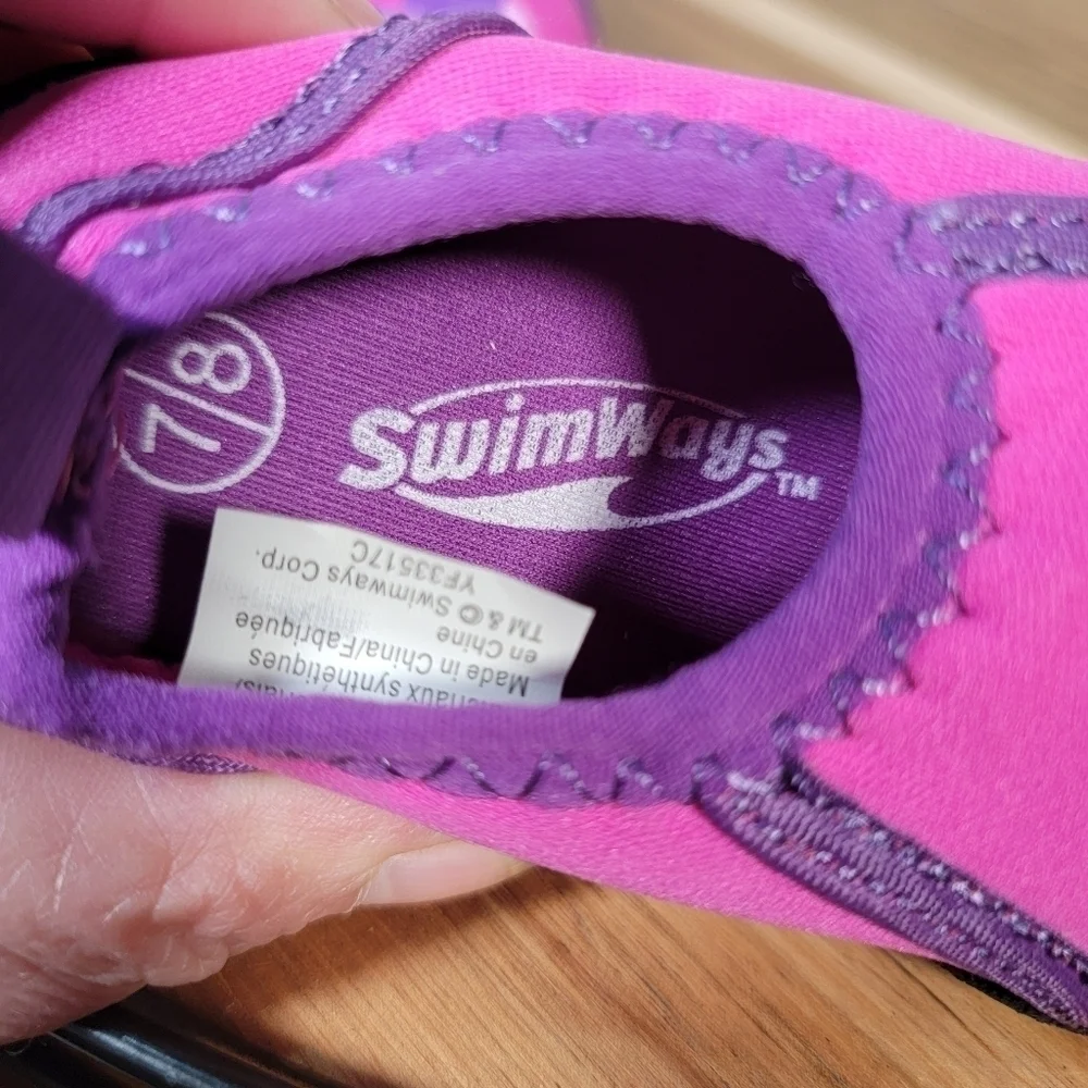 Swimways Pink Purple Bird Water Shoes Swim Shoes Neoprene Size Toddler 7/8